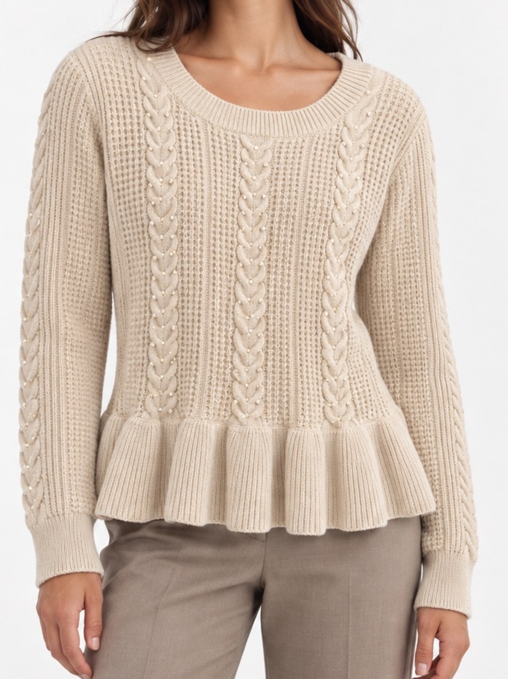 RETAIL $90 AMARYLIS PEPLUM SWEATER | L